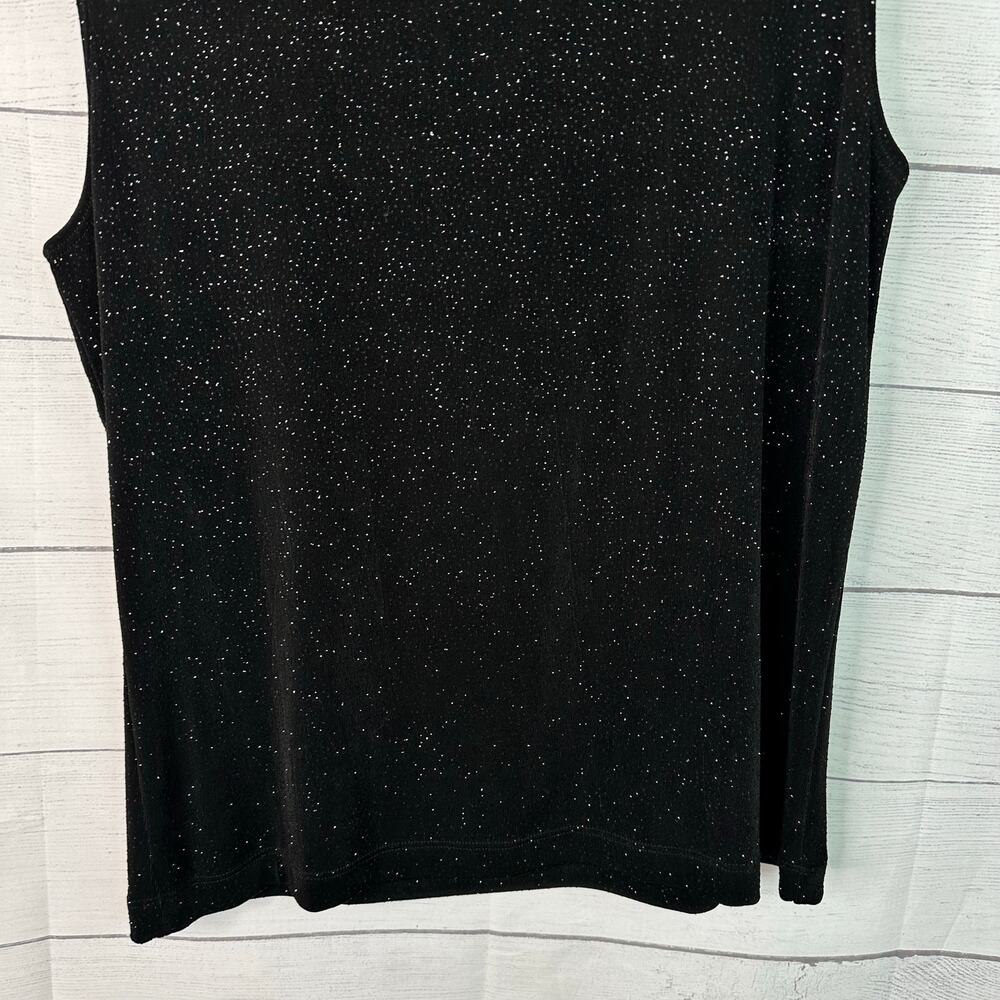 Chicos Travelers Womens size 2 US Large 12 Sparkly Slinky Tank Top Black - Picture 4 of 9